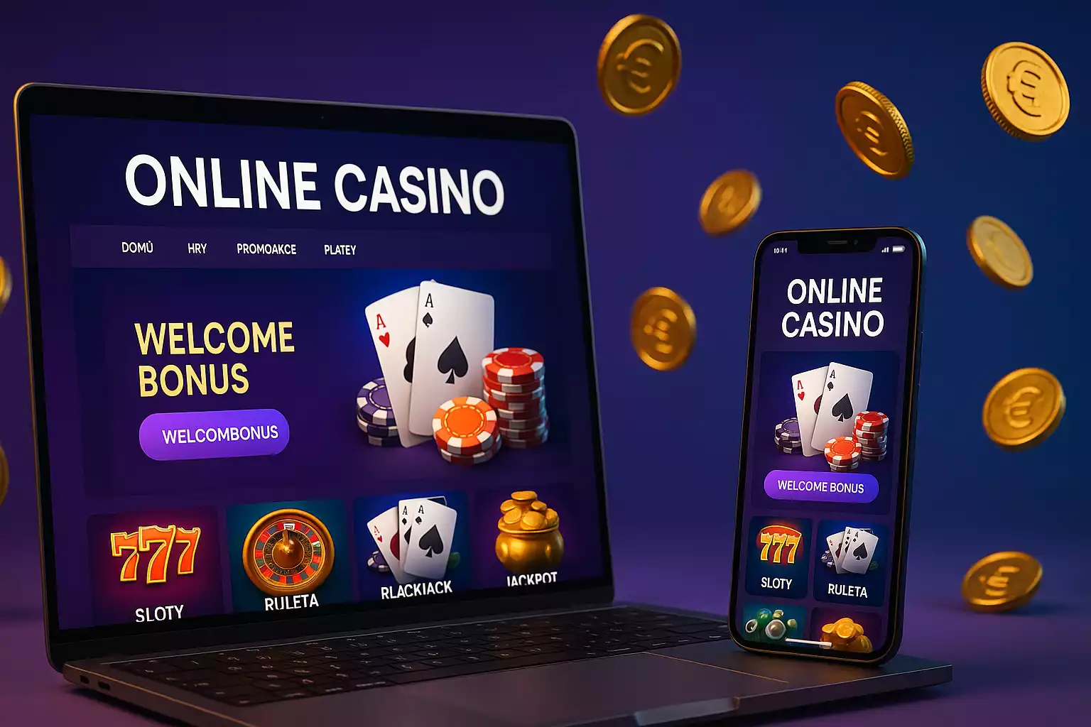 České online casino průvodce 2025 - moderní rozhraní na notebooku a mobilu
